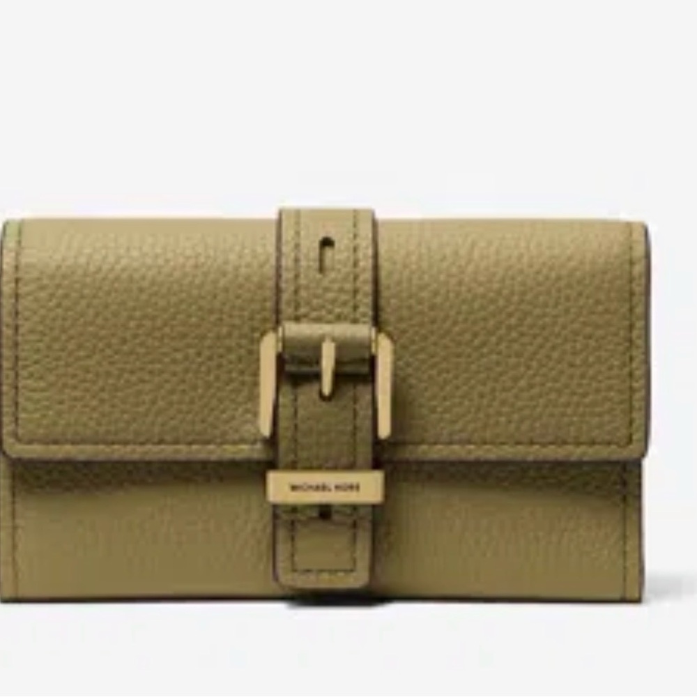 Michael Kors Nolita Medium Trifold Leather Wallet Green!